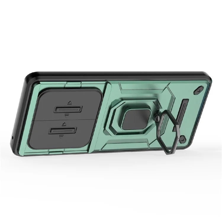 For Honor X50 Case Slide Lens Protection PC + TPU Kickstand Cover