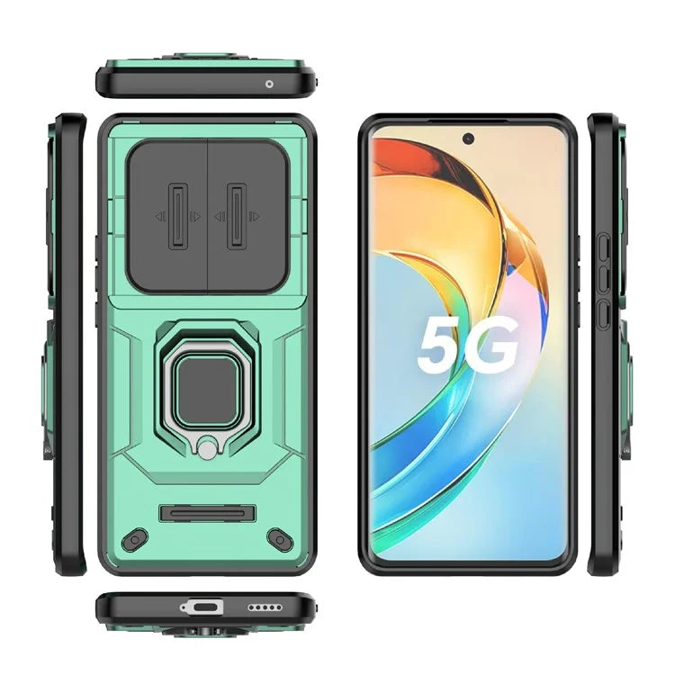 For Honor X50 Case Slide Lens Protection PC + TPU Kickstand Cover