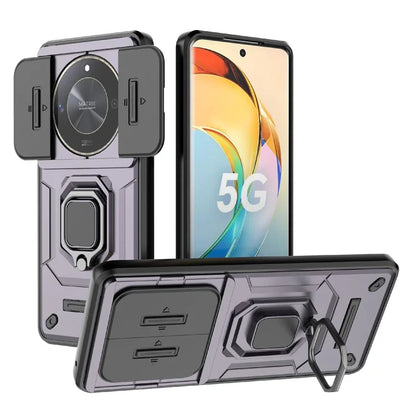 For Honor X50 Case Slide Lens Protection PC + TPU Kickstand Cover