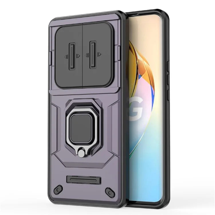 For Honor X50 Case Slide Lens Protection PC + TPU Kickstand Cover