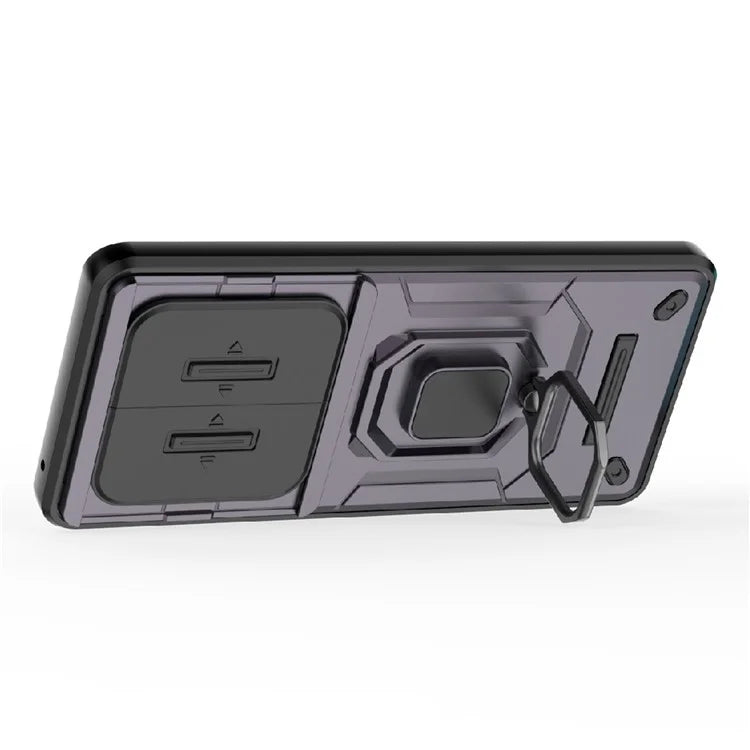 For Honor X50 Case Slide Lens Protection PC + TPU Kickstand Cover