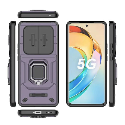 For Honor X50 Case Slide Lens Protection PC + TPU Kickstand Cover
