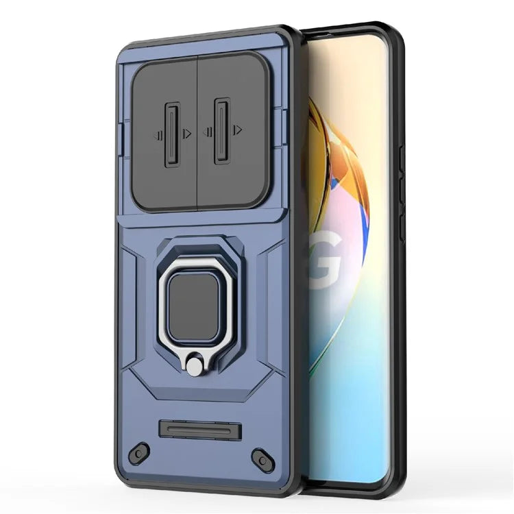 For Honor X50 Case Slide Lens Protection PC + TPU Kickstand Cover