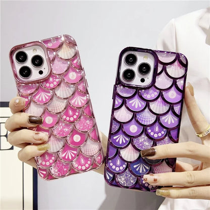 For iPhone 14 Pro Max Case 3D Fish Scale Electroplating TPU Anti-drop Phone Cover