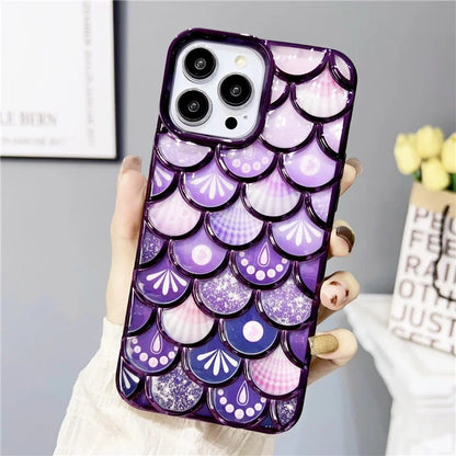 For iPhone 14 Pro TPU Case Electroplated 3D Fish Scale Phone Protective Cover