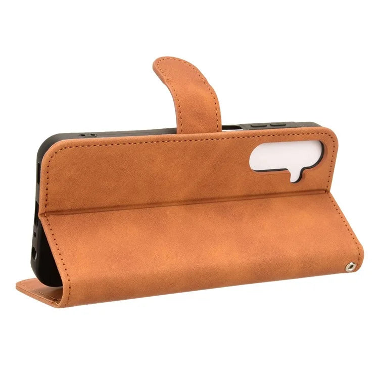 For Samsung Galaxy A25 5G (Global) (161.0 x 76.5 x 8.3mm)  Skin-touch Case Scratch-resistant Leather Wallet Phone Cover