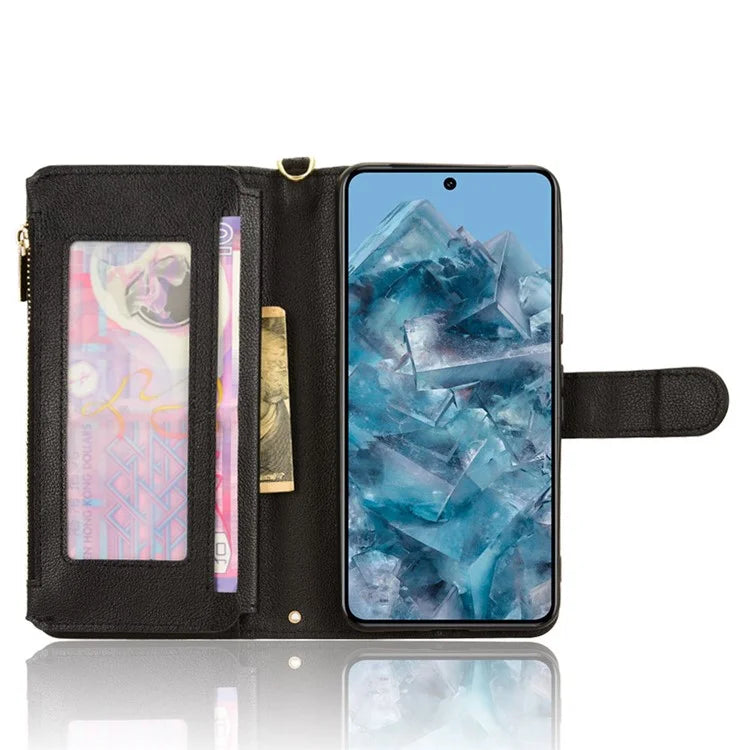 For Google Pixel 8 Pro Case Zipper Pocket Leather Stand Phone Cover
