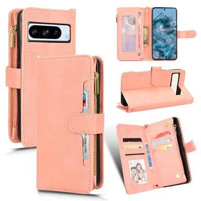 For Google Pixel 8 Pro Case Zipper Pocket Leather Stand Phone Cover