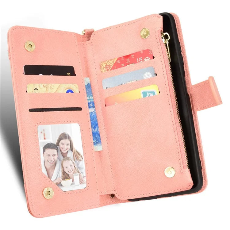 For Google Pixel 8 Pro Case Zipper Pocket Leather Stand Phone Cover