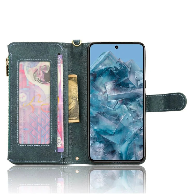 For Google Pixel 8 Pro Case Zipper Pocket Leather Stand Phone Cover