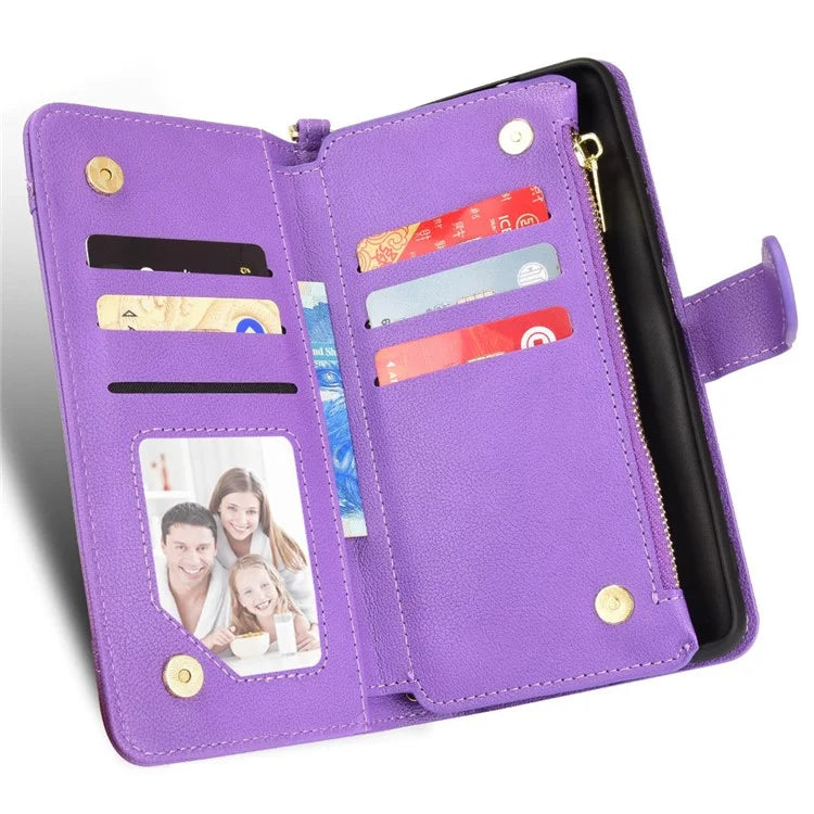 For Google Pixel 8 Pro Case Zipper Pocket Leather Stand Phone Cover
