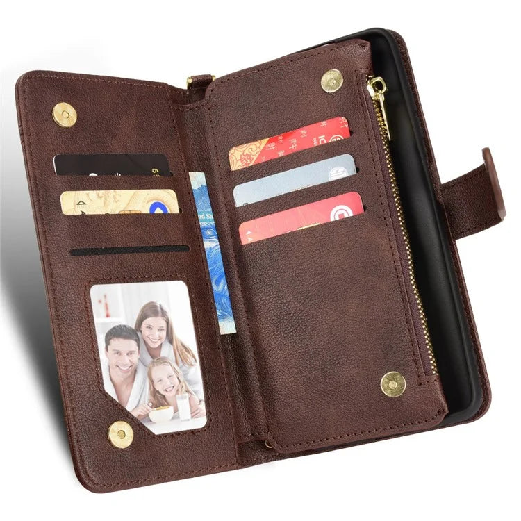 For Google Pixel 8 Pro Case Zipper Pocket Leather Stand Phone Cover