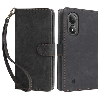 For ZTE Blade A33S Leather Case RFID Blocking Phone Cover with Strap