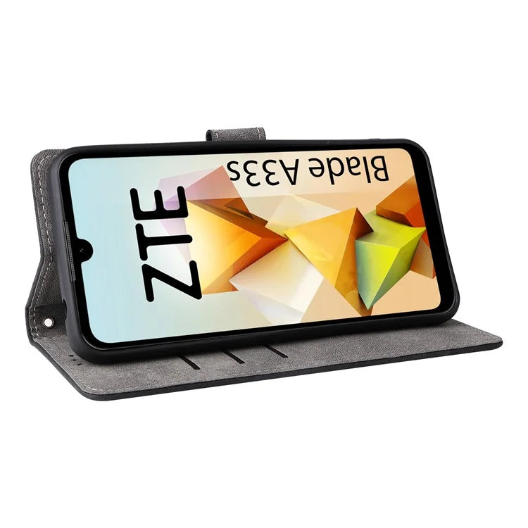 For ZTE Blade A33S Leather Case RFID Blocking Phone Cover with Strap