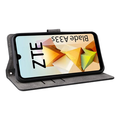 For ZTE Blade A33S Leather Case RFID Blocking Phone Cover with Strap