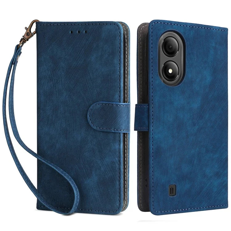 For ZTE Blade A33S Leather Case RFID Blocking Phone Cover with Strap