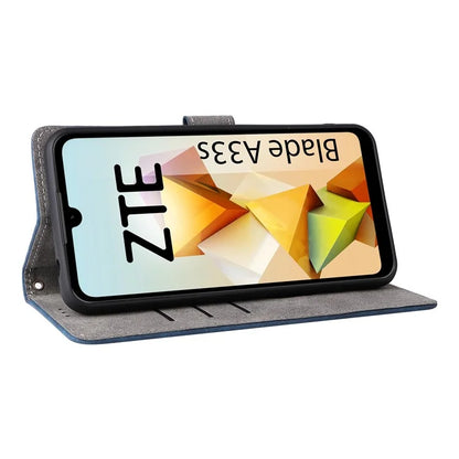 For ZTE Blade A33S Leather Case RFID Blocking Phone Cover with Strap