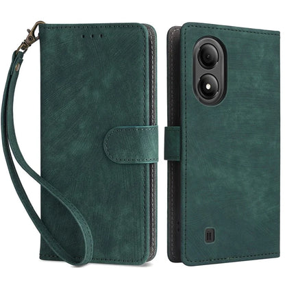 For ZTE Blade A33S Leather Case RFID Blocking Phone Cover with Strap