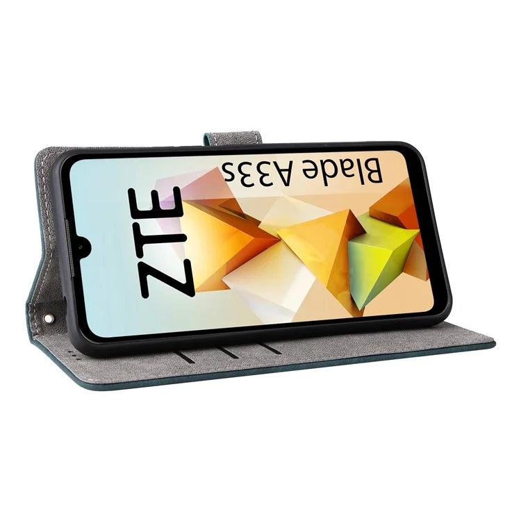 For ZTE Blade A33S Leather Case RFID Blocking Phone Cover with Strap