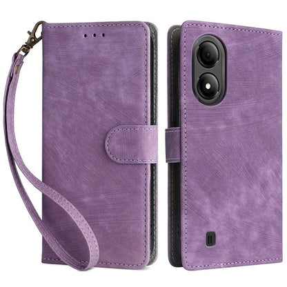 For ZTE Blade A33S Leather Case RFID Blocking Phone Cover with Strap