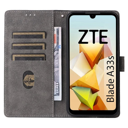 For ZTE Blade A33S Leather Case RFID Blocking Phone Cover with Strap