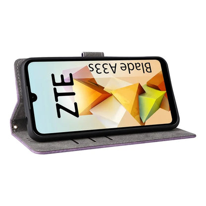 For ZTE Blade A33S Leather Case RFID Blocking Phone Cover with Strap