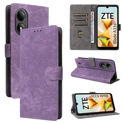 For ZTE Blade A33S Leather Case RFID Blocking Phone Cover with Strap