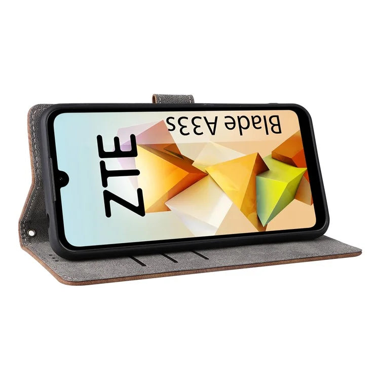 For ZTE Blade A33S Leather Case RFID Blocking Phone Cover with Strap