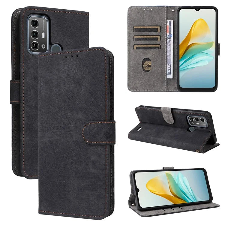 For ZTE Blade A53 Pro Case RFID Blocking Wallet Stand Cover with Strap