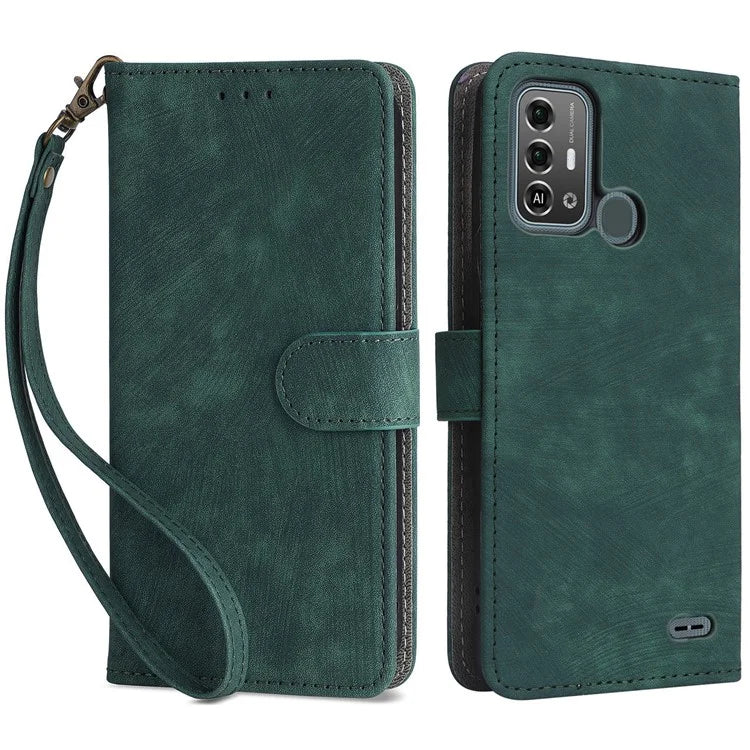 For ZTE Blade A53 Pro Case RFID Blocking Wallet Stand Cover with Strap
