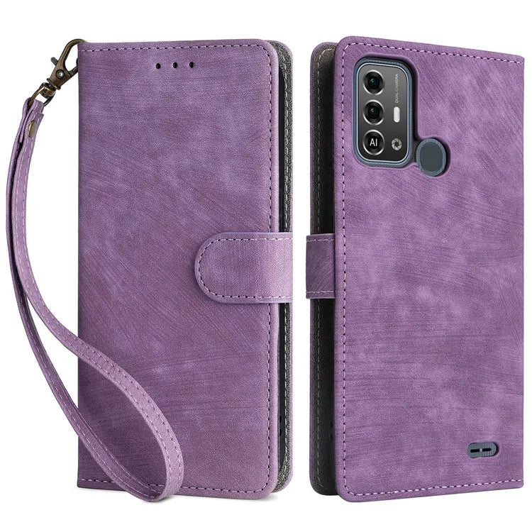 For ZTE Blade A53 Pro Case RFID Blocking Wallet Stand Cover with Strap