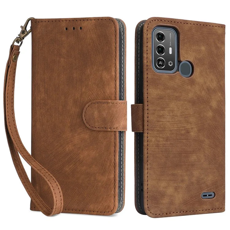 For ZTE Blade A53 Pro Case RFID Blocking Wallet Stand Cover with Strap