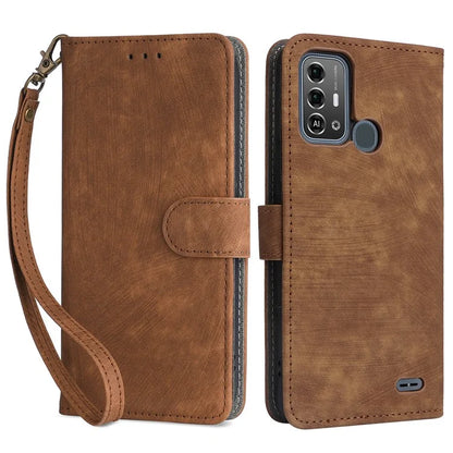 For ZTE Blade A53 Pro Case RFID Blocking Wallet Stand Cover with Strap