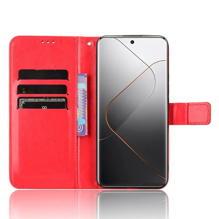 For Xiaomi 14 Pro Case Wallet PU Leather Crazy Horse Texture Phone Cover