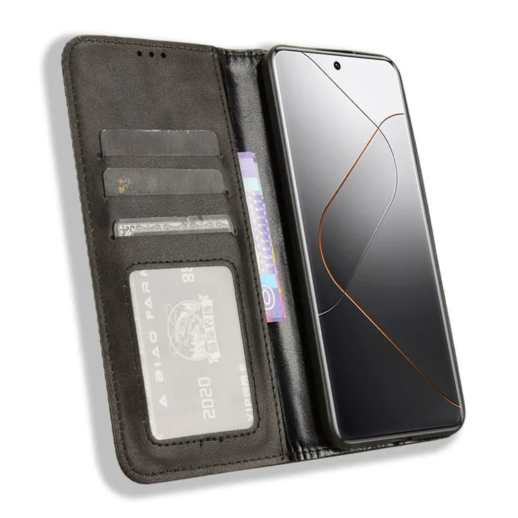 For Xiaomi 14 Pro Case Magnetic Auto Closing Retro Phone Wallet Cover