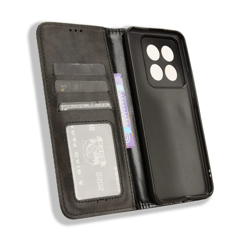 For Xiaomi 14 Pro Case Magnetic Auto Closing Retro Phone Wallet Cover