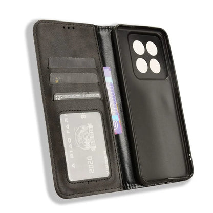 For Xiaomi 14 Pro Case Magnetic Auto Closing Retro Phone Wallet Cover