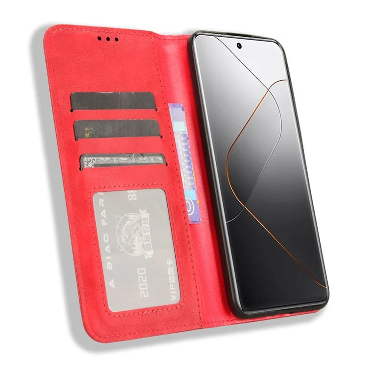 For Xiaomi 14 Pro Case Magnetic Auto Closing Retro Phone Wallet Cover