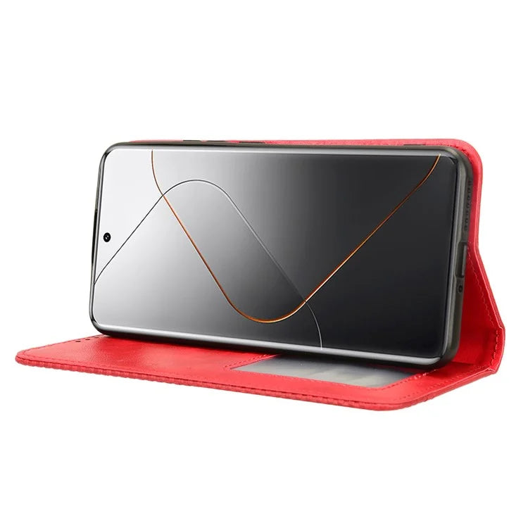 For Xiaomi 14 Pro Case Magnetic Auto Closing Retro Phone Wallet Cover