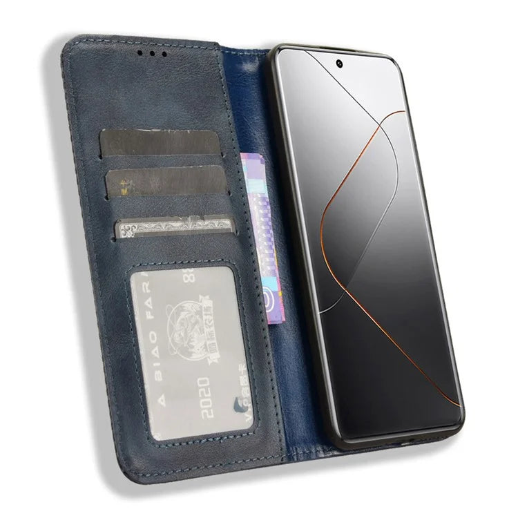 For Xiaomi 14 Pro Case Magnetic Auto Closing Retro Phone Wallet Cover