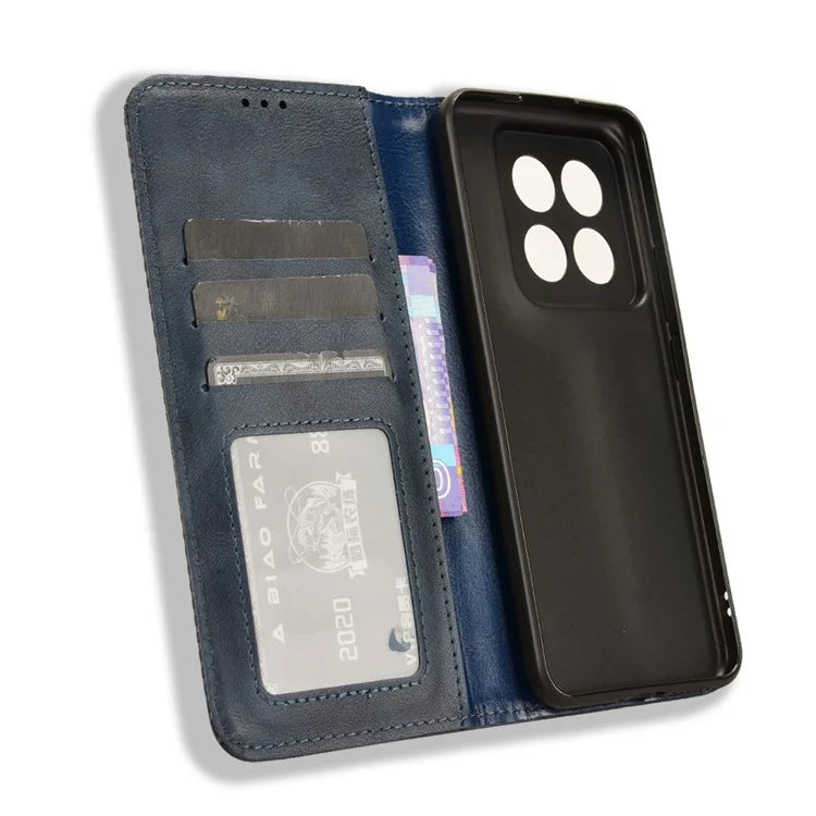 For Xiaomi 14 Pro Case Magnetic Auto Closing Retro Phone Wallet Cover