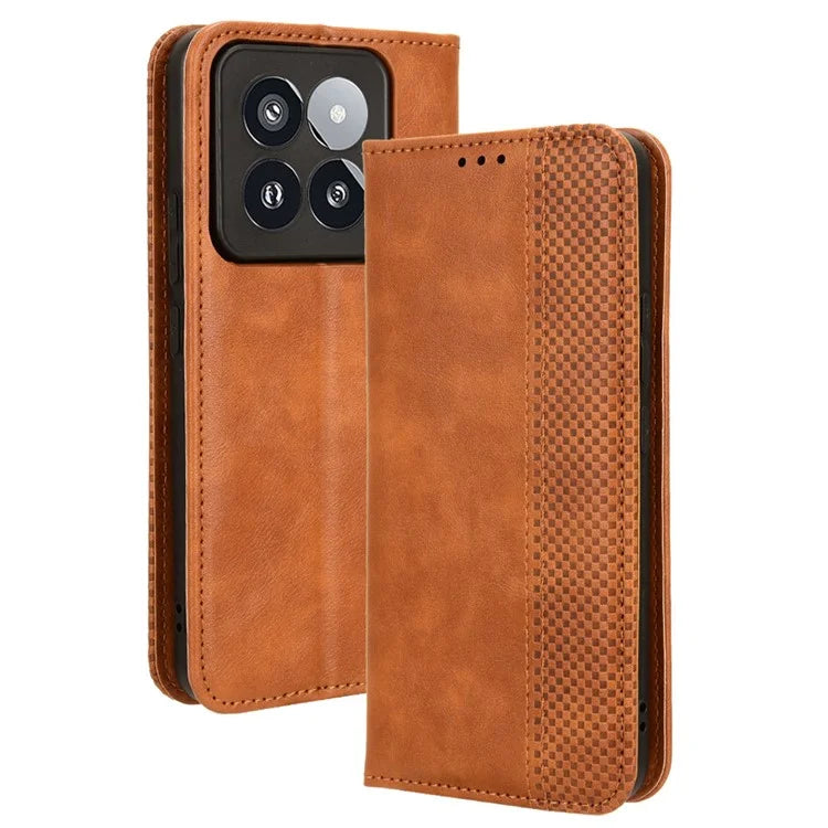 For Xiaomi 14 Pro Case Magnetic Auto Closing Retro Phone Wallet Cover
