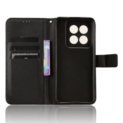 For Xiaomi 14 Pro Case Diamond Texture PU Leather Smartphone Shell Cover Wallet