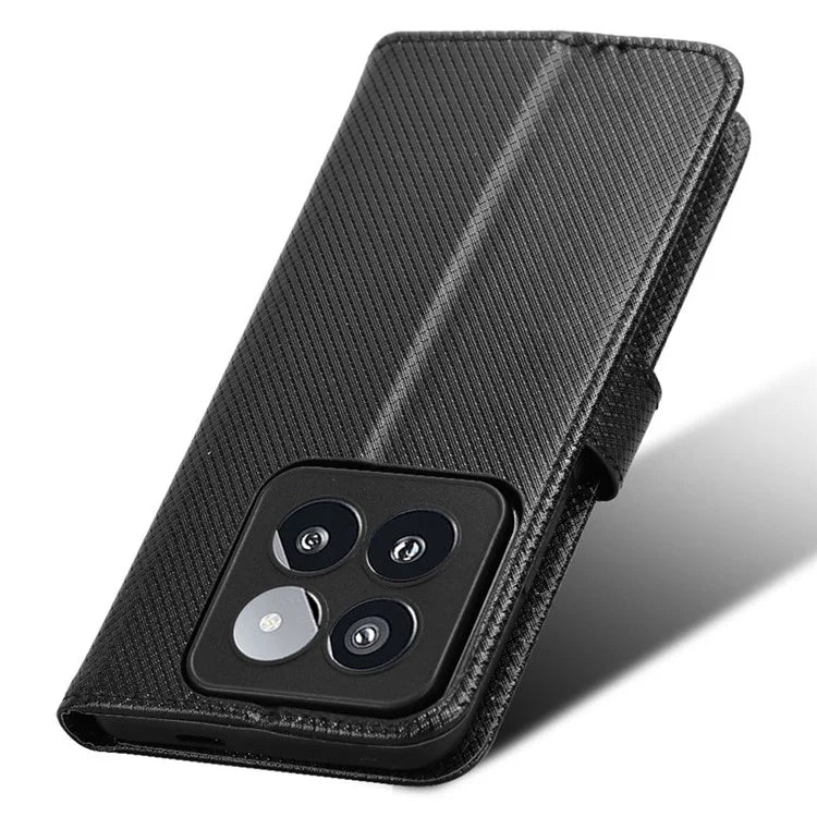 For Xiaomi 14 Pro Case Diamond Texture PU Leather Smartphone Shell Cover Wallet