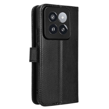 For Xiaomi 14 Pro Case Diamond Texture PU Leather Smartphone Shell Cover Wallet