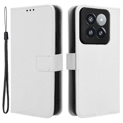 For Xiaomi 14 Pro Case Diamond Texture PU Leather Smartphone Shell Cover Wallet
