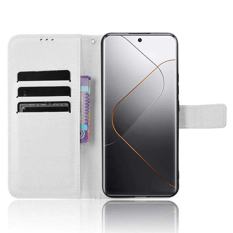 For Xiaomi 14 Pro Case Diamond Texture PU Leather Smartphone Shell Cover Wallet
