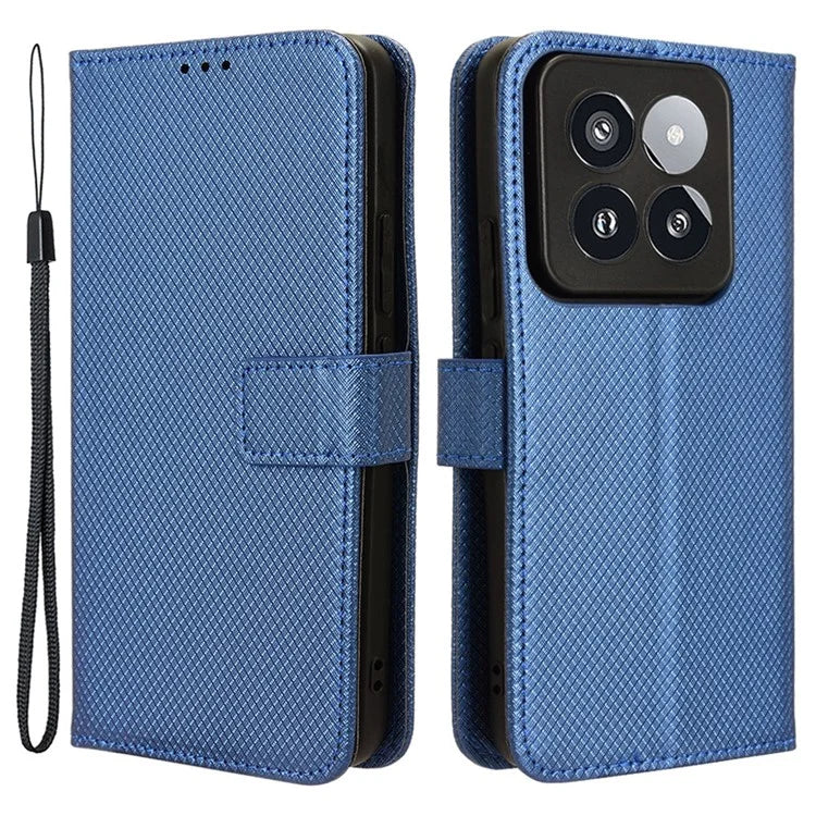 For Xiaomi 14 Pro Case Diamond Texture PU Leather Smartphone Shell Cover Wallet