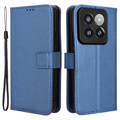 For Xiaomi 14 Pro Case Diamond Texture PU Leather Smartphone Shell Cover Wallet