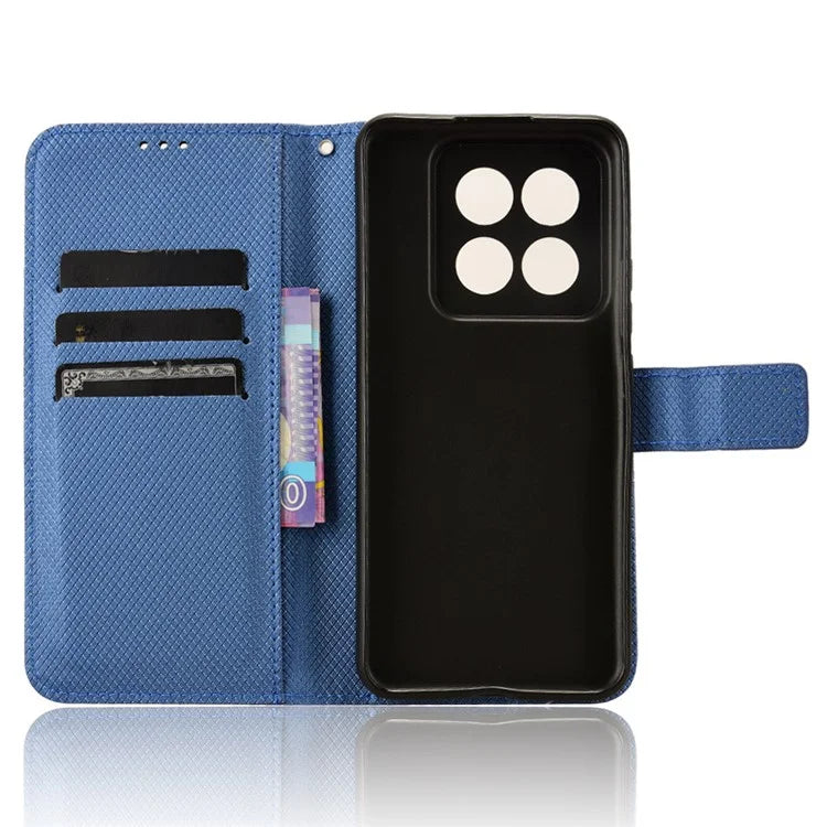 For Xiaomi 14 Pro Case Diamond Texture PU Leather Smartphone Shell Cover Wallet